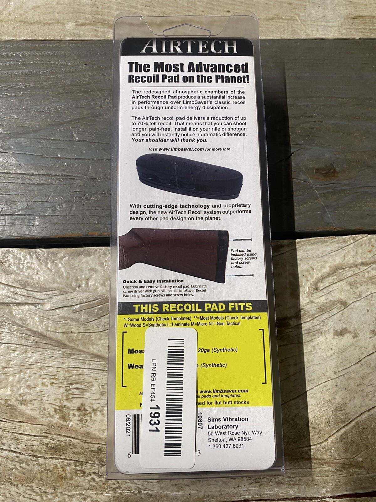 Limbsaver 10806LS Airtech PrecisionFit Recoil Pad For Wood Stocks NIB
