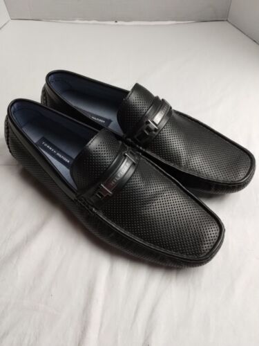 Zapatos Oxford Tommy Hilfiger para hombre estilo callejero asiático logotipo mocasín negro talla 14 M - Imagen 1 de 12