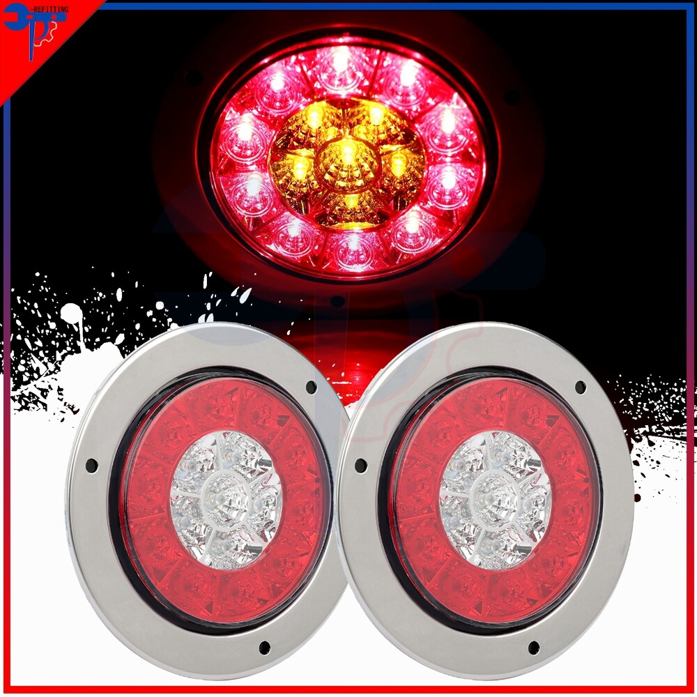 2x4 16-LED Red Yellow Round Indicator Tail Light for Pickup Truck Trailer Lorry