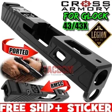 CROSS ARMORY LEGION SERIES BLACK ADVANCED SLIDE for GL0CK 43 43x RMSC CUT 9mm