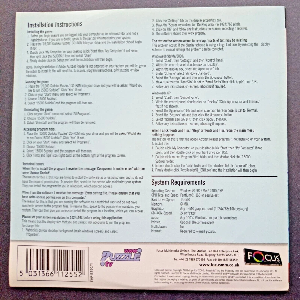 15,000 SUDOKU PUZZLES , (1 PC CDROM) - Image 2 of 3