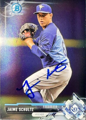 2017 Bowman Chrome #BCP133 Jaime Schultz Rookie Tampa Bay Rays AUTO SIGNED