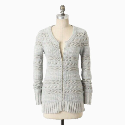 NWT Anthropologie PIXIE DUST CARDIGAN Sz M Zip Up Sleeping On Snow Sweater