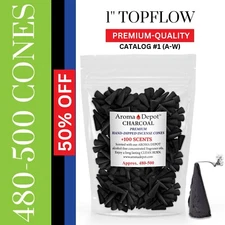 500 Charcoal Incense Cones 1'' Hand Dipped Natural Top Flow Smoke Wholesale Bulk
