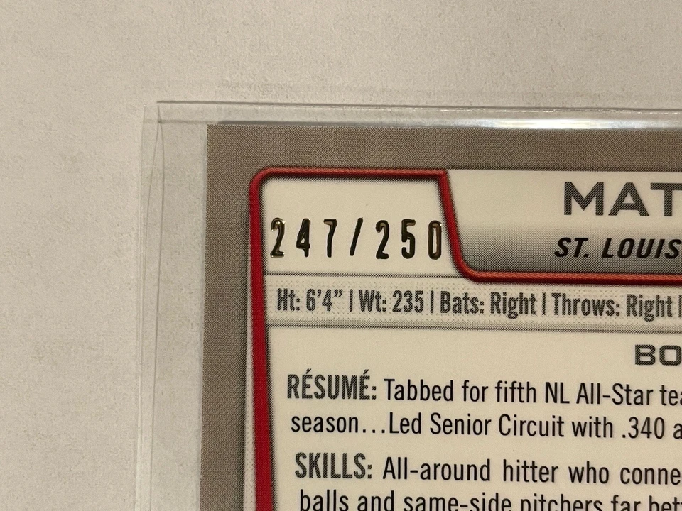 Matt Holliday 2012 Bowman Chrome Blue Refractor #109 SP /250 St. Louis Cardinals - Image 3 of 3