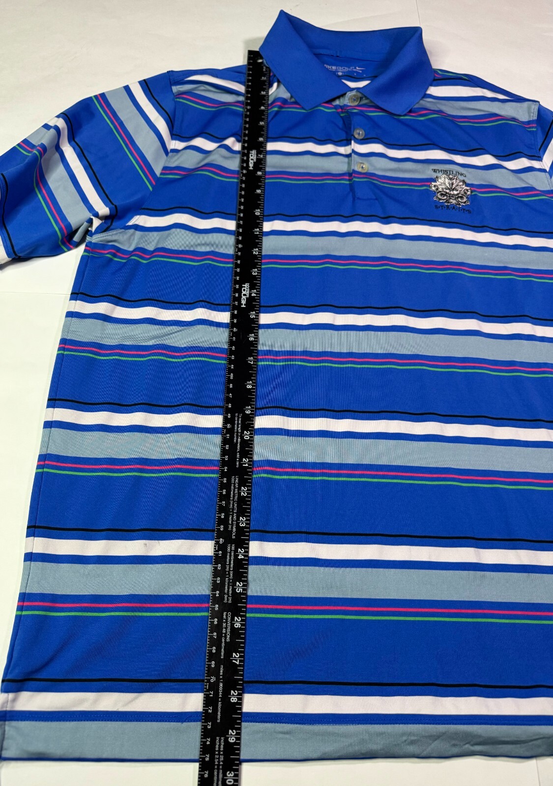 Nike Dri-Fit Polo Shirt Men's Large Multicolor Striped PGA Whistling Straights thumbnail 4