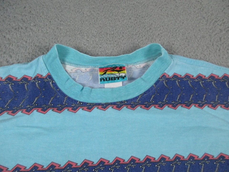 Rusty Surf Shirt Mens XL Blue Purple Vintage Beach Vaporwave Skateboard 90s - Image 2 of 4