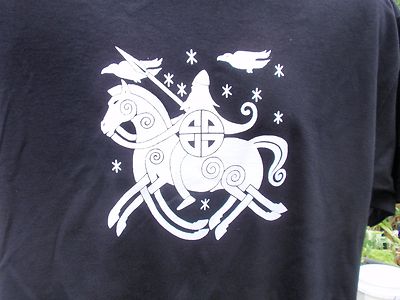 T-shirt Viking Noir Odin Et Sleipnir - Taille M, Style Basique Manches Courtes