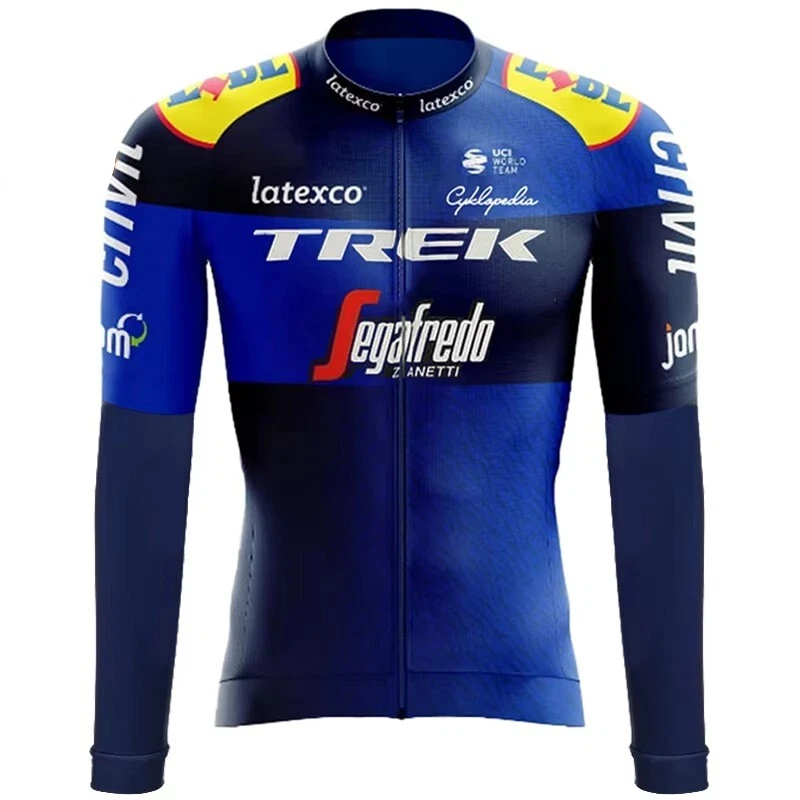Chaqueta de ciclismo profesional 2025 para hombre azul profesional manga larga ciclismo jersey babero pantalones kits Foto 4 de 4