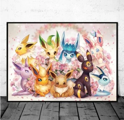 pokemon art eeveelutions wall art home decor