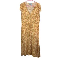 Draper James Floral Button Front Midi Shirt Dress in Sweet Vidalia Yellow Size M