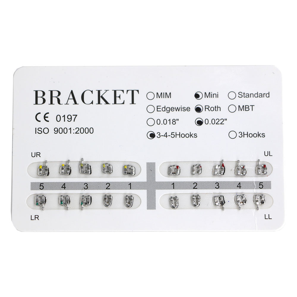 Kit De 10 Brackets Orthodontiques Mini MBT 0.022" Avec Crochet - Acier Inoxydable, Pour Traitements Dentaires