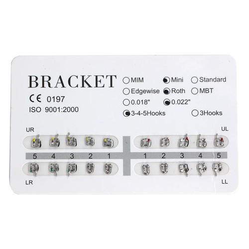 10 Kits De Bagues Orthodontiques Mini MBT 0.022 Avec Crochet - Acier Inox - Neuf