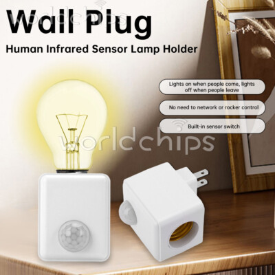 Infrared Wall Plug-in Human Motion Sensing E27 Socket Light Bulb Holder EU/US