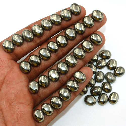 25 Pcs Natural Golden Pyrite Top Grade 11x9mm Oval Cabochon Calibrated Gemstones - Picture 5 of 12