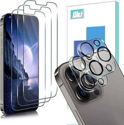 5 Pack For iPhone 13 Pro Max 6.7'' Tempered Glass Screen & Camera Lens Protector