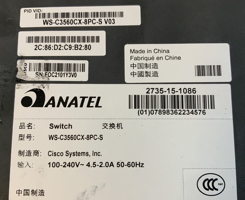 Cisco WS-C3560CX-12PD-S Switch 12 GE power over ethernet switch NS-H7C - Picture 5 of 5