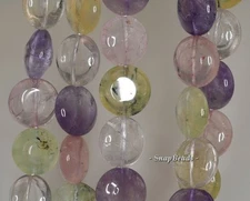 16MM MIX QUARTZ GEMSTONE GRADE B FLAT ROUND LOOSE BEADS 7inch