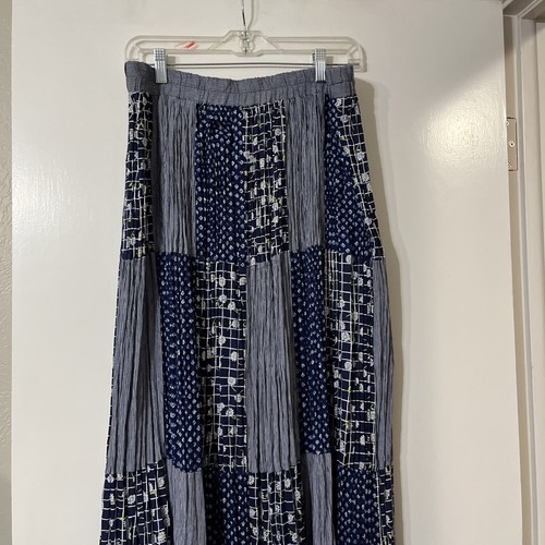 Stonebridge Maxi Broomstick Skirt Plus Sz 1X Boho Flowy Hippie Retro Navy Blue - Picture 2 of 7