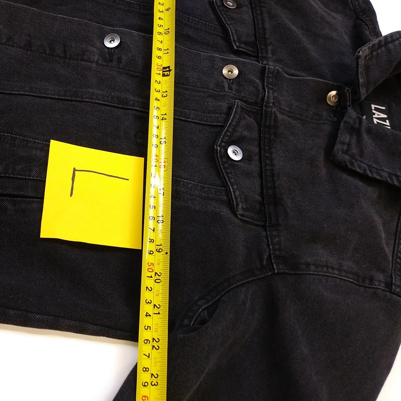 Mens LAZER 100% AUTHENTIC Long Sleeve Trucker Button Up Jacket Black Wash - product detail image 7