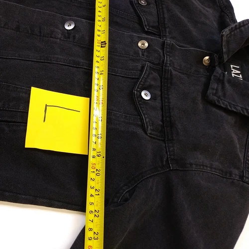Mens LAZER 100% AUTHENTIC Long Sleeve Trucker Button Up Jacket Black Wash image 7