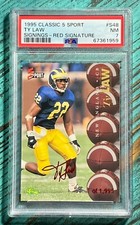 TY LAW HOF 1995 Classic 5 Sport Signings Red Signature #S48 RC/1995 PSA 7 Pop 1