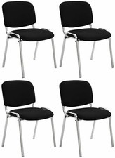 4er Set Stühle Ken Chrom Stoff Stapelbar Konferenzstühle Saalstühle Stapelstühle