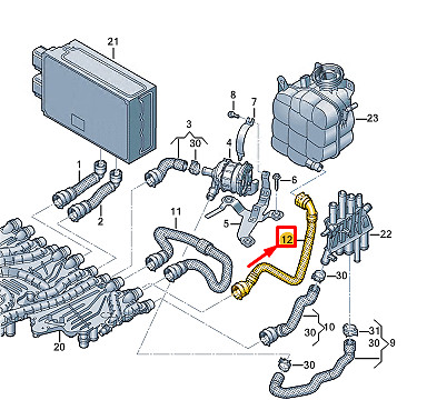 NEW AUDI E-TRON GT COOLANT HOSE WITH QUICK RELEASE COUPLING 9J1121626 ORIGINAL
