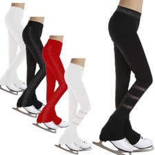 Kids Girls Sparkly Close-fitting Ice Skating Tights High Waist Competition Pants