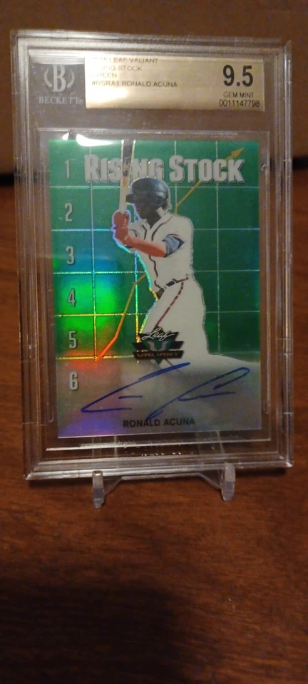 2018 LEAF VALIANT RISING STOCK RONALD ACUNA JR ROOKIE AUTO BGS 9.5/10 SP #/99 - Image 2 of 4