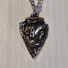 ARROWHEAD/ WOLF HEAD Pewter Pendant Charm /18"-24" STAINLESS CURB CHAIN NECKLACE