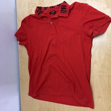 Alexander McQueen Designer Red Short Sleeve Polo Shirt Men's Size L
