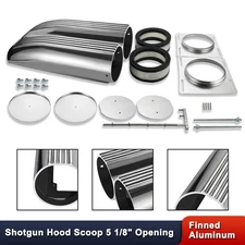 Finned Polished Aluminum Air Hood Scoop Shotgun Intake Dual Carbs Setup