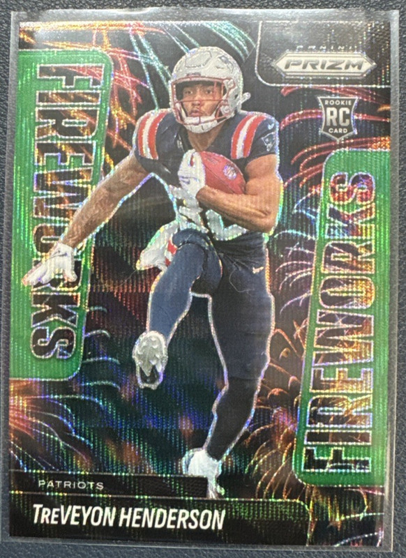 2025 Panini Prizm - Fireworks TreVeyon Henderson #24 Green Wave Prizm (RC)