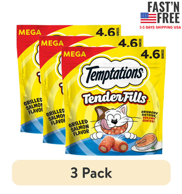(3 pack) Temptations Tender Fills Grilled Salmon Crunchy And Soft Treats, 4.6 oz