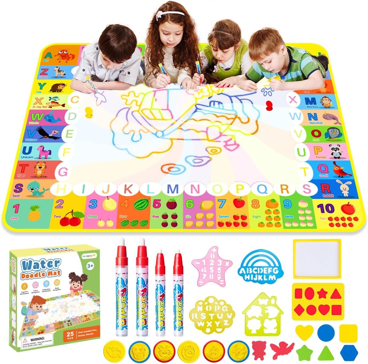 MELAND Water Doodle Mat (120 x 90cm), Large Aqua Magic Drawing Mat No Mess Pain