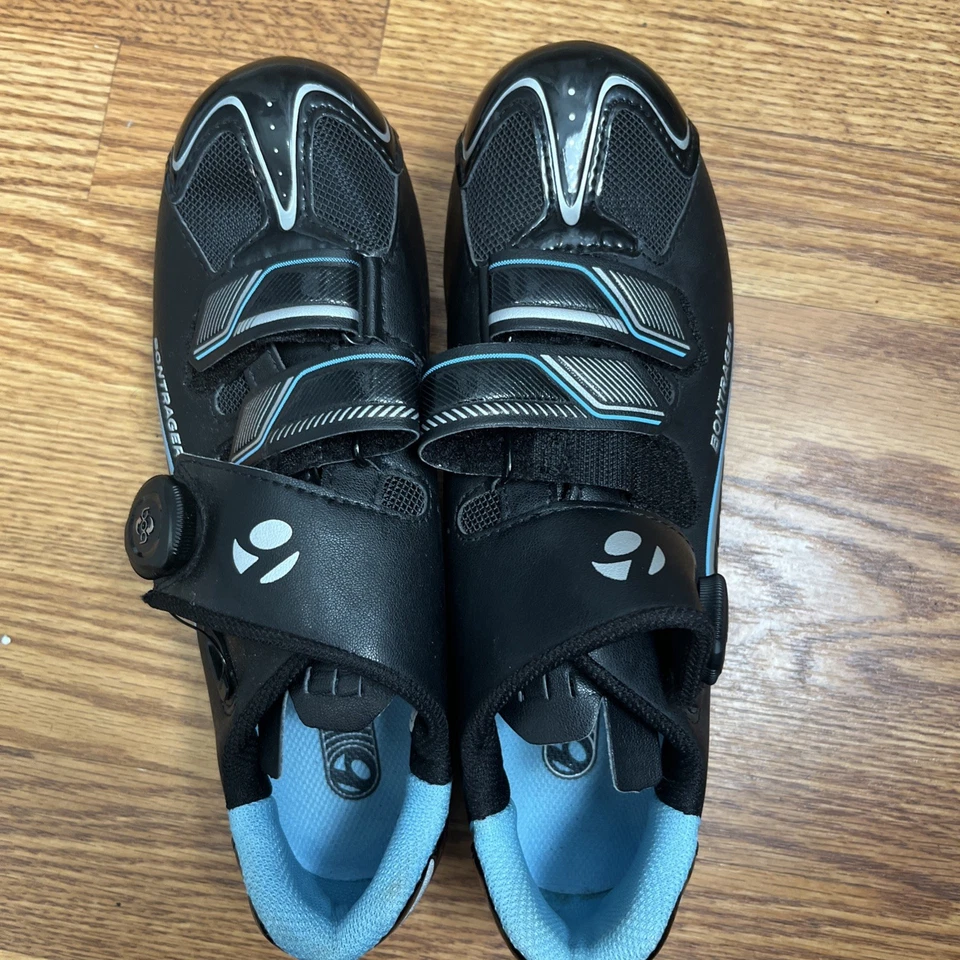 Sapatos femininos de ciclismo de estrada Bontrager Sonic tamanho: 8.5 (UE: 40) preto azul - Imagem 4 de 4