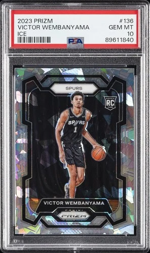 2023 PANINI PRIZM ICE #136 VICTOR WEMBANYAMA ROOKIE RC PSA 10