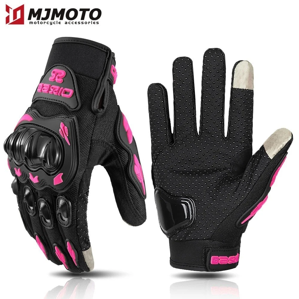 Guanti Moto Certificati EN 13594 Guanti Da Moto Donna (Unisex) Touchscreen – Omologati EN 13594:2015, Polsino Regolabile, Rosa Guanti Moto Donna Invernali