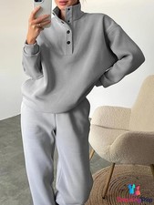 New Women's Fashion Button Collar Two-piece Set