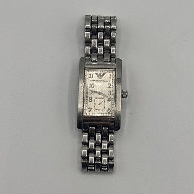 EMPORIO ARMANI WATCH AR0106 SUB SECOND DIAL QUARTZ STAINLESS STEEL *UNTESTED