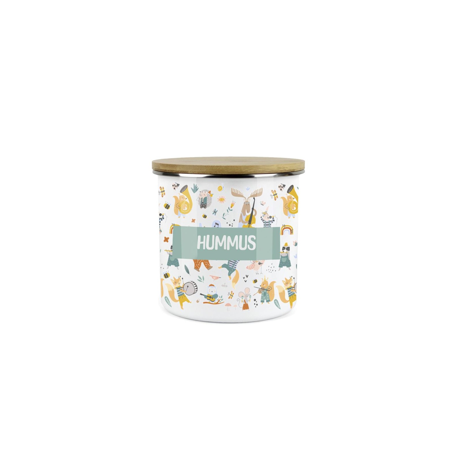 Kids Mini Snack Pot - Hummus Lunchtime Musical Animals Storage Canister
