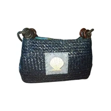 Soleil Natural Accessories Woven Straw Shoulder Bag Paul Brent Shell Art Coastal