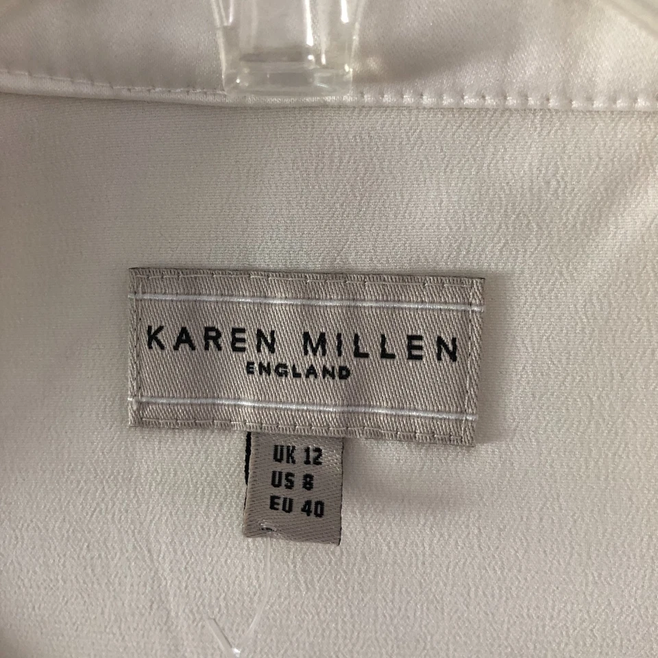 KAREN MILLEN VINTAGE IVORY CORSET STYLE JEWEL EMBELLISHED PENCIL MIDI DRESS SZ 8 - Image 4 of 4