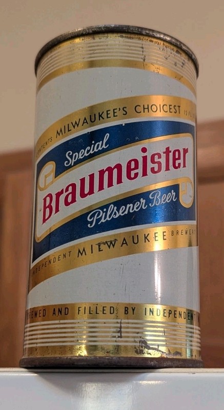 BRAUMEISTER PILSNER BEER Flat Top Can  Milwaukee , WIS USA - MILW CHOICEST 12oz