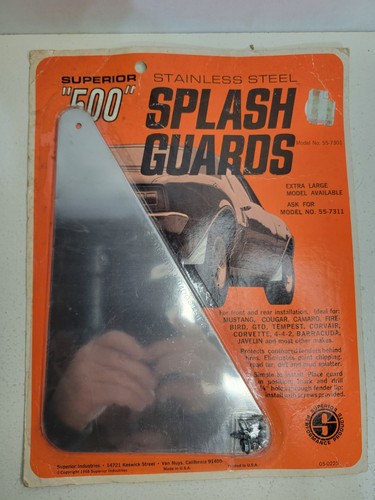 Vintage NOS 1960's Exterior Accessory Stainless Splash Guard Extra Large 1968