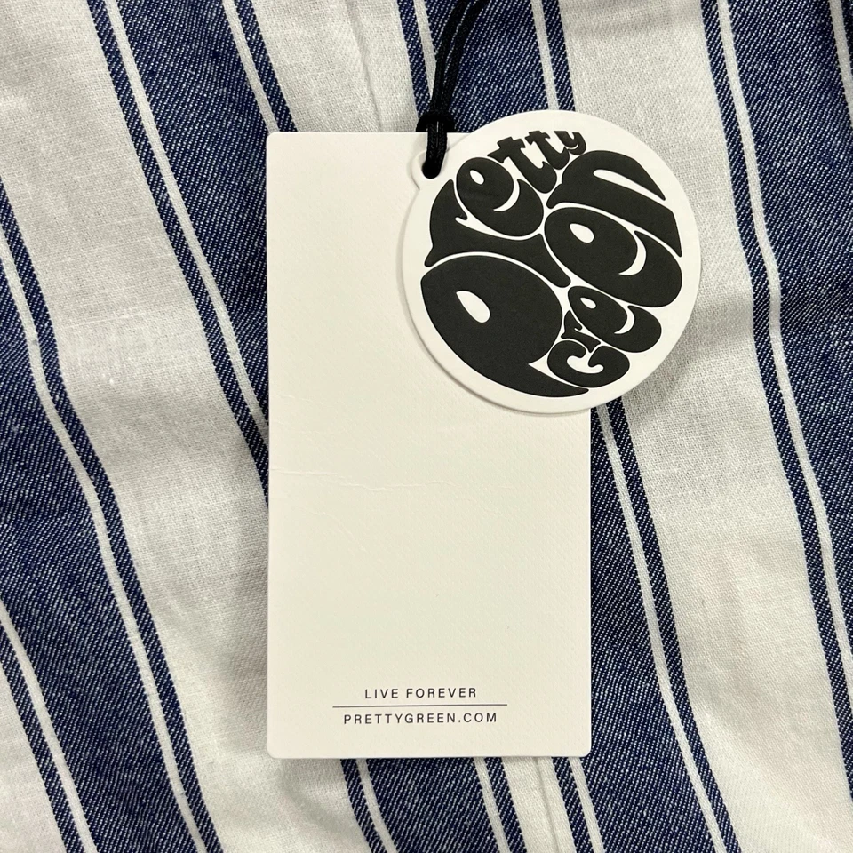 Pretty Green 55% Linen Blue & White Striped Boating Blazer Fits Medium - Image 4 of 4