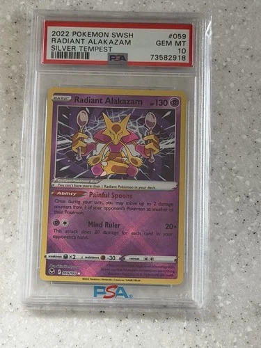 Radiant Alakazam 059/195 Swsh12: Sword & Shield - Silver Tempest Holo PSA 10