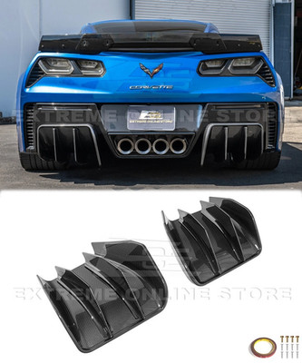 Rear Bumper Diffuser For 14-19 Corvette C7 Track Style Hydro Dipped Carbon Fiber