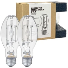 Protected MP100 U MED 100 Watt Metal Halide EDX17 E26 Base 4000K Bulb 2 Pack